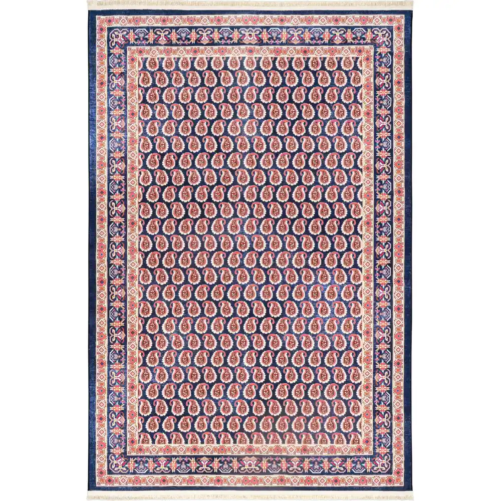 فرش ماشینی سنتی طرح 25cs0180 سرمه‌ای 1000 شانه